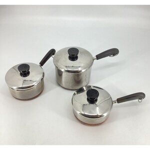 Revere Ware Copper Bottom Set Of Pots 2 qt. 1 qt. & 3/4 qt. With Lids